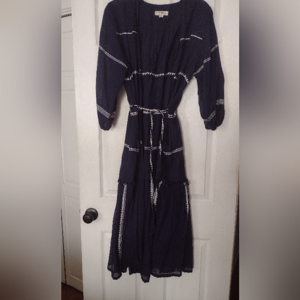 Elegant Navy Blue/ White Women's cardigan by Lemlem